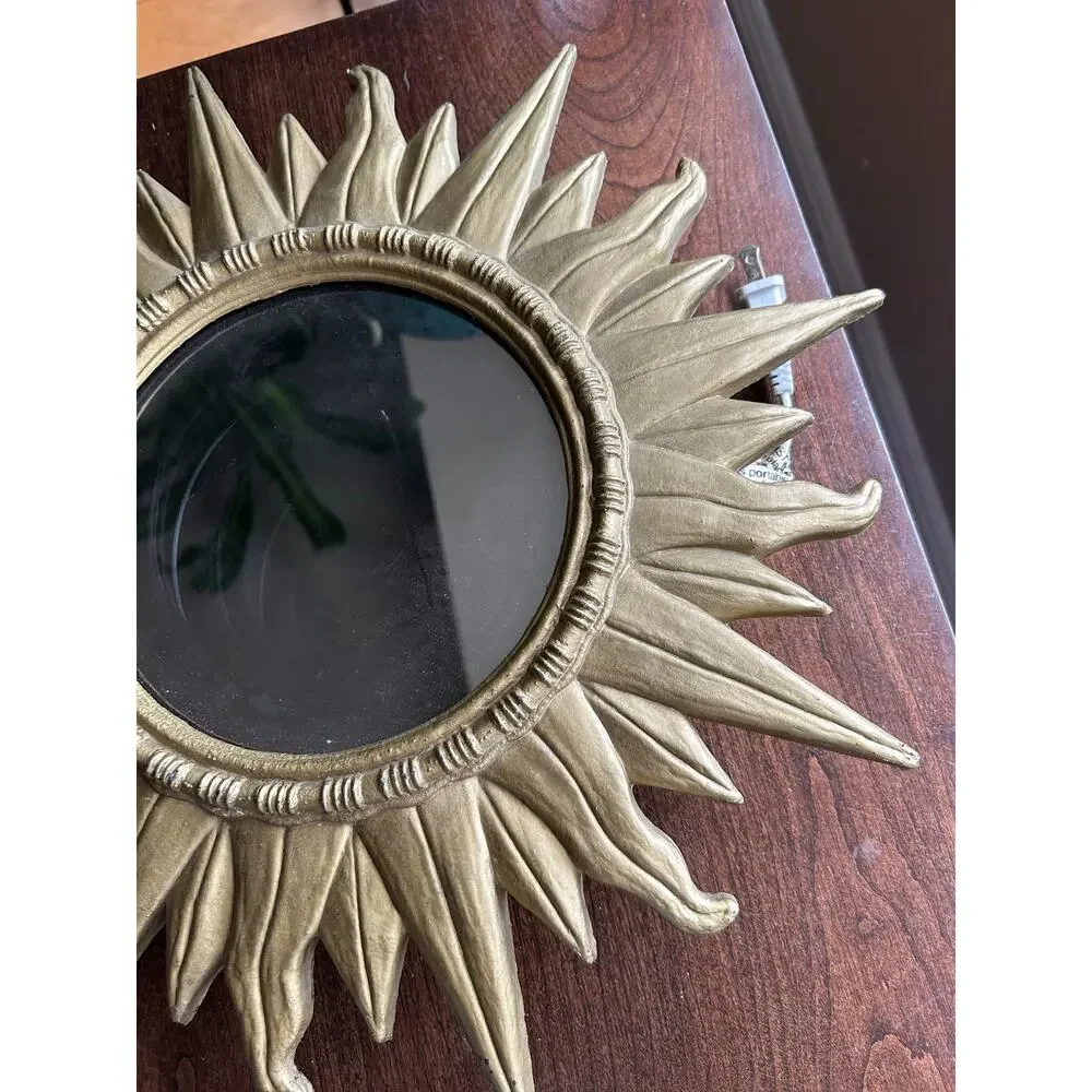 Vintage Rare Mid Century Modern Gold Luxe Sunburst Sun Star Infinity Mirror Lamp